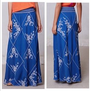 RARE Anthro handkerchief embroidered maxi skirt